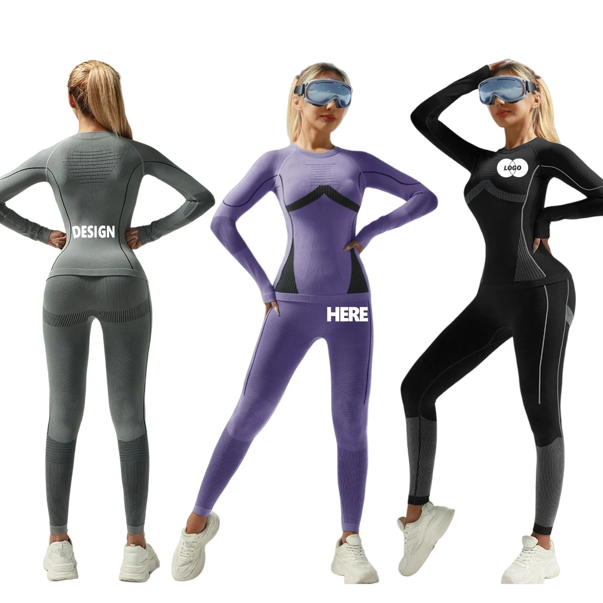 Premium Thermal Moisture Wicking Seamless Ski Base Layer Set 1