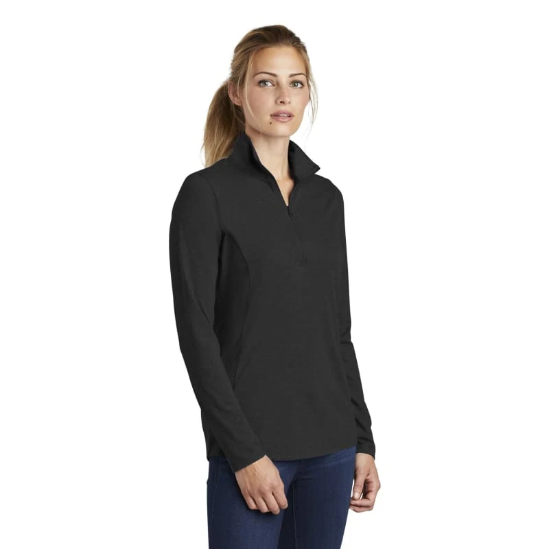 Sport-Tek Women's PosiCharge Tri-Blend Wicking 1/4-Zip Pullover. 1