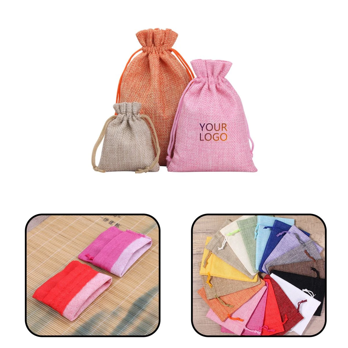 Linen Drawstring Gift Pouches 1