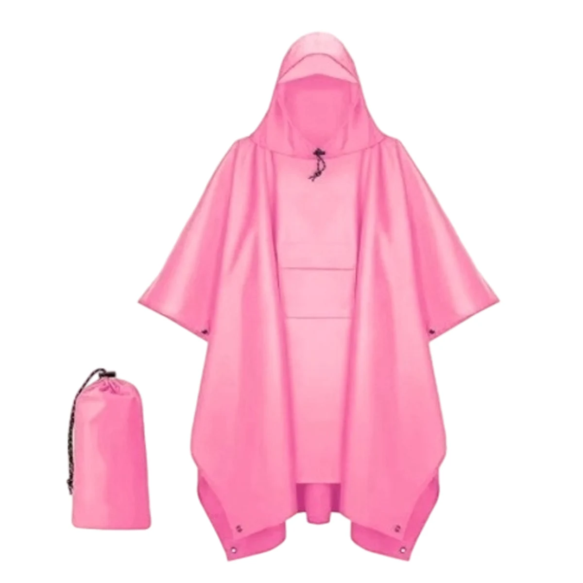 Polyester Hooded Rain Poncho With Waterproof Coating 1