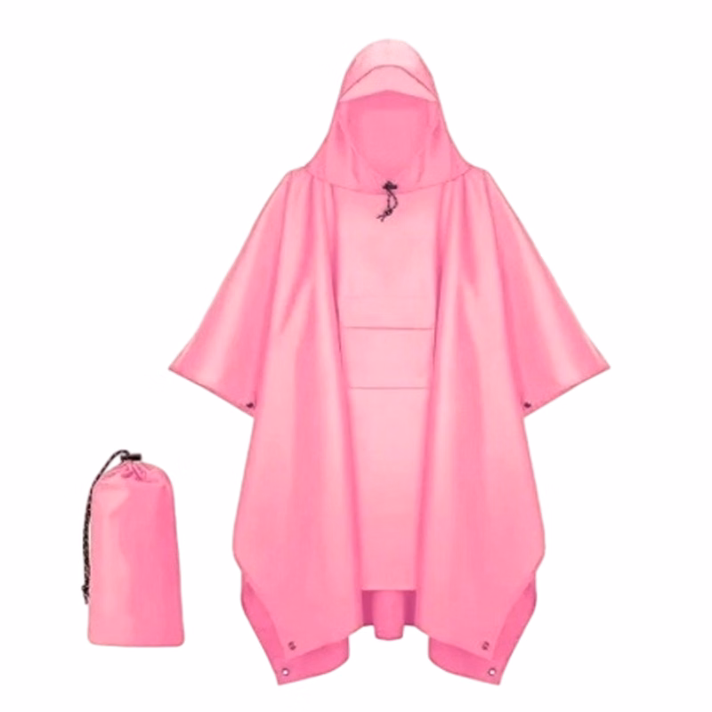 Polyester Hooded Rain Poncho With Waterproof Coating