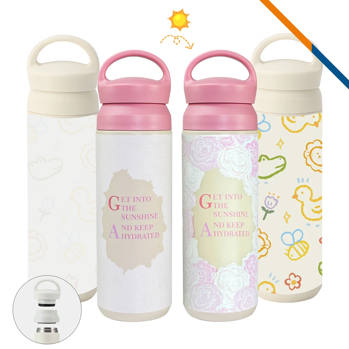 Auvia UV Color Changing Vacuum Water Bottle - 17 OZ., custom water bottle with logo imprint 1
