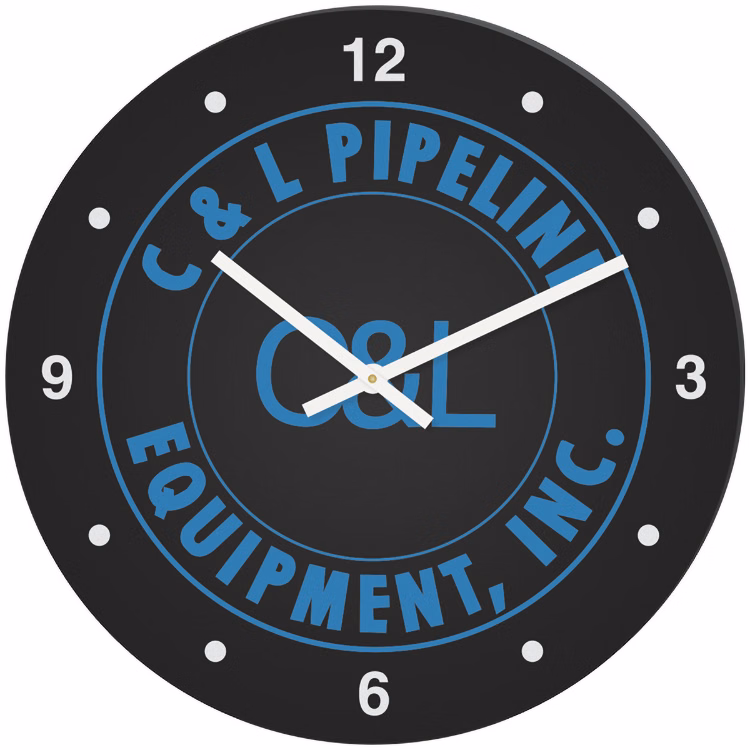 Black Acrylic Round Clock (11 3/4" dia.) Full Colour Imprint