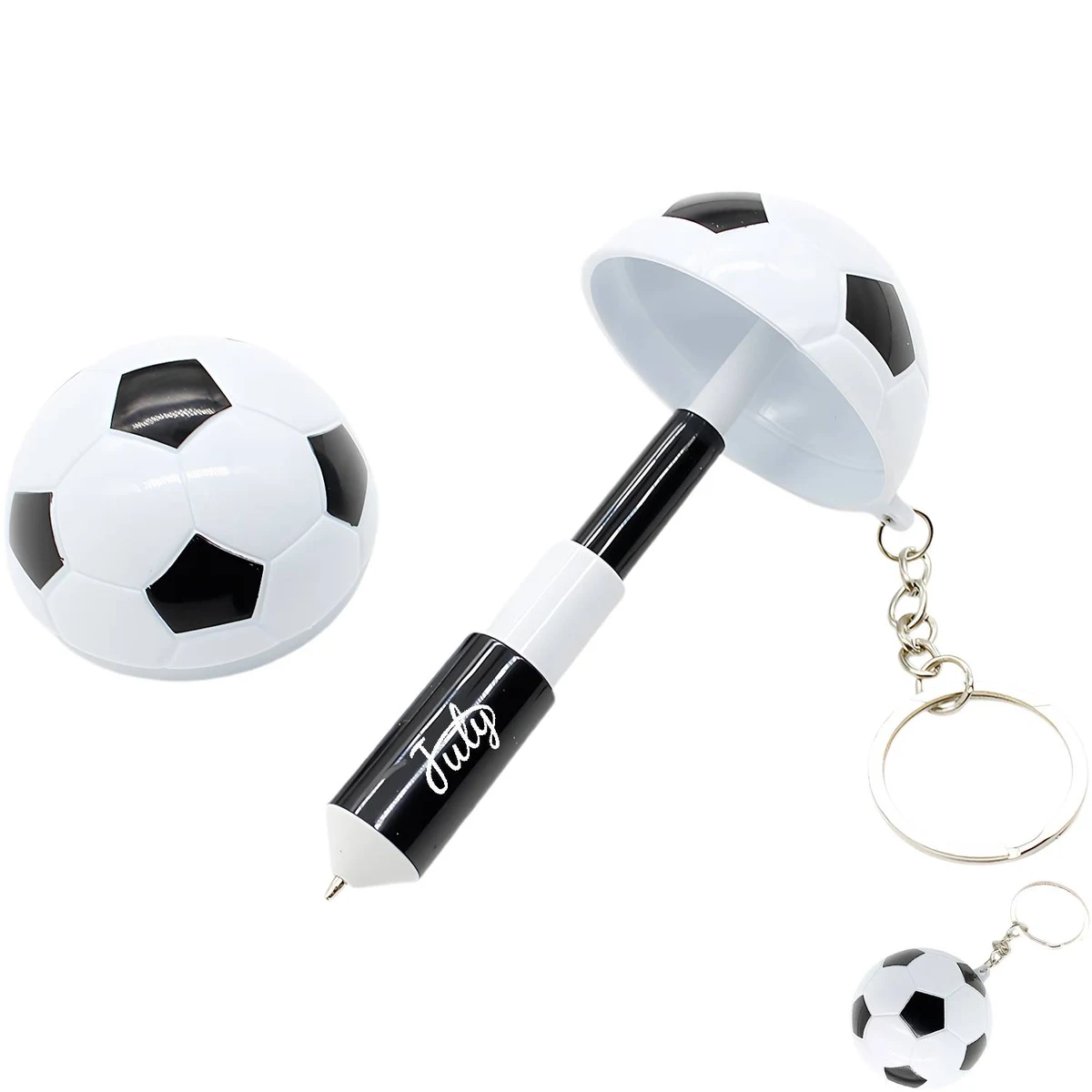 Soccer Ball Retractable Ballpoint Pen w/ Keychain, custom pen with logo imprint 1