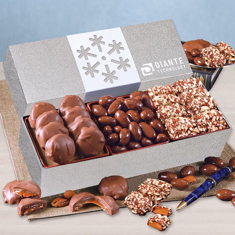 Silver Trio of Sweets with Snowflake Wrap