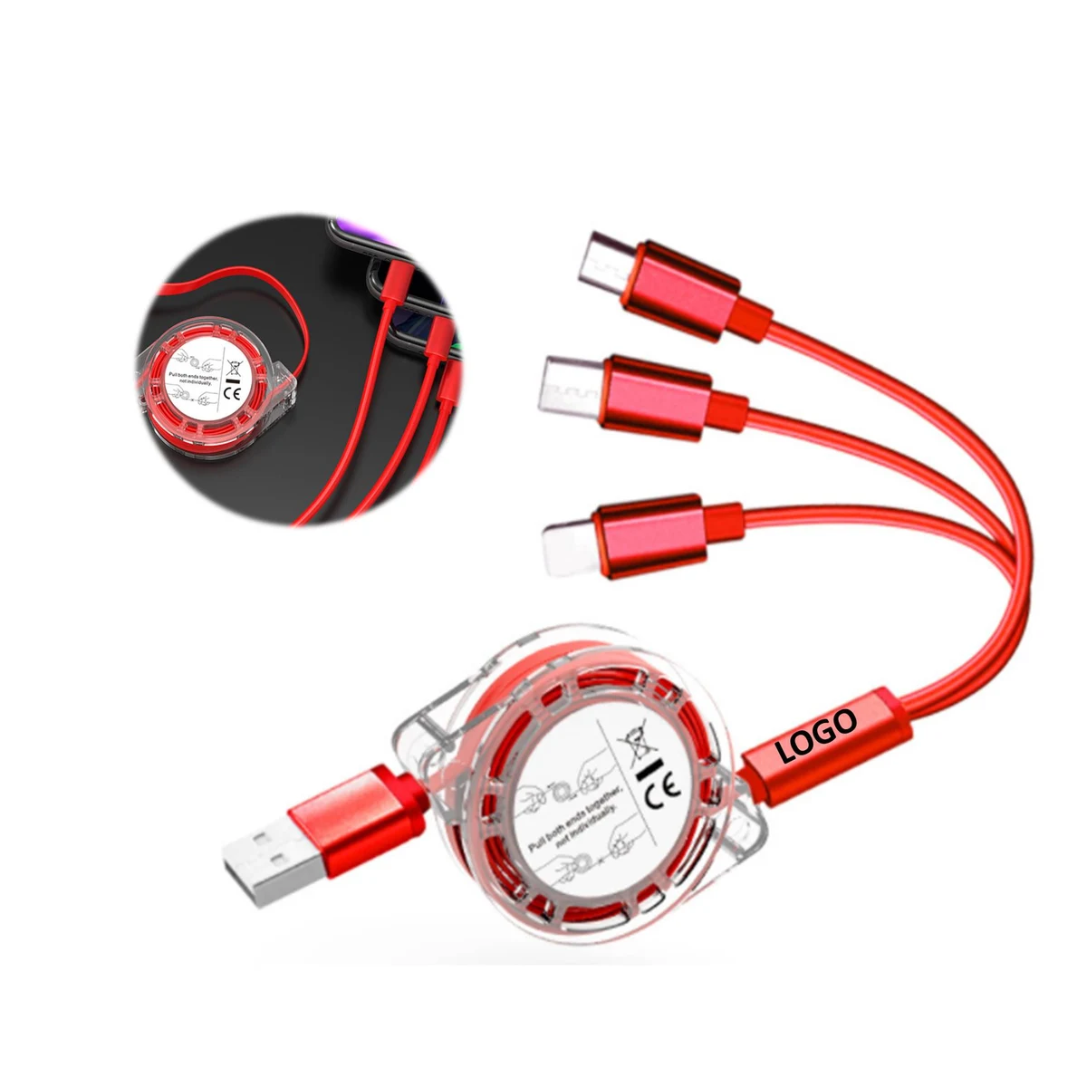 Portable 3 in1 Stretch Crystal Micro Charging Usb Cable 1