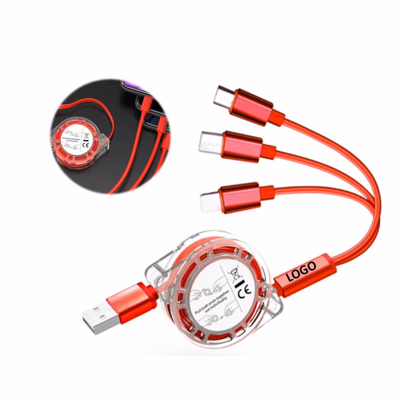 Portable 3 in1 Stretch Crystal Micro Charging Usb Cable