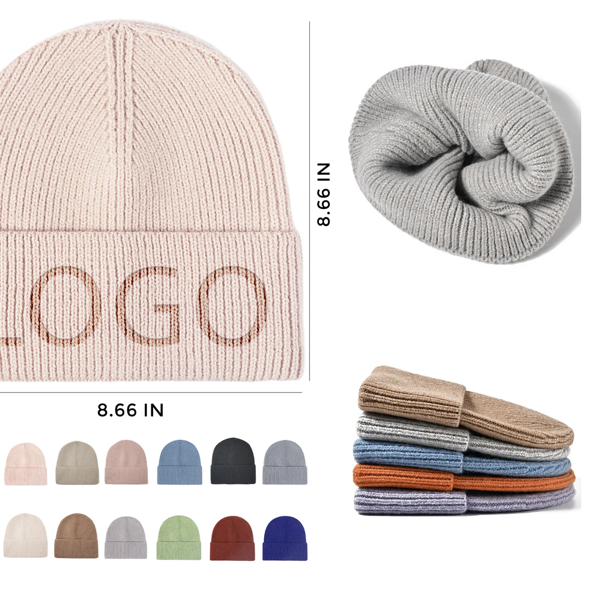 MOQ 10 PCS Warm Acrylic Fibres Knitted Hat 1