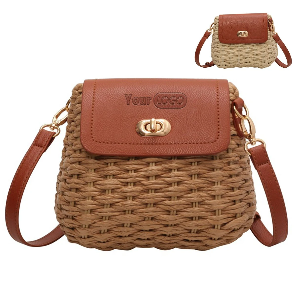 Jute Versatile cross-body straw bag 1