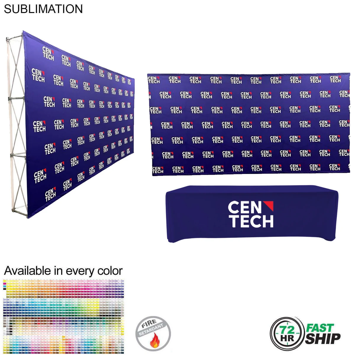 72Hr Fast Ship - Tradeshow booth package Ultra, 15' Straight Fabric Wall and PREMIUM 8' tablecloth 1