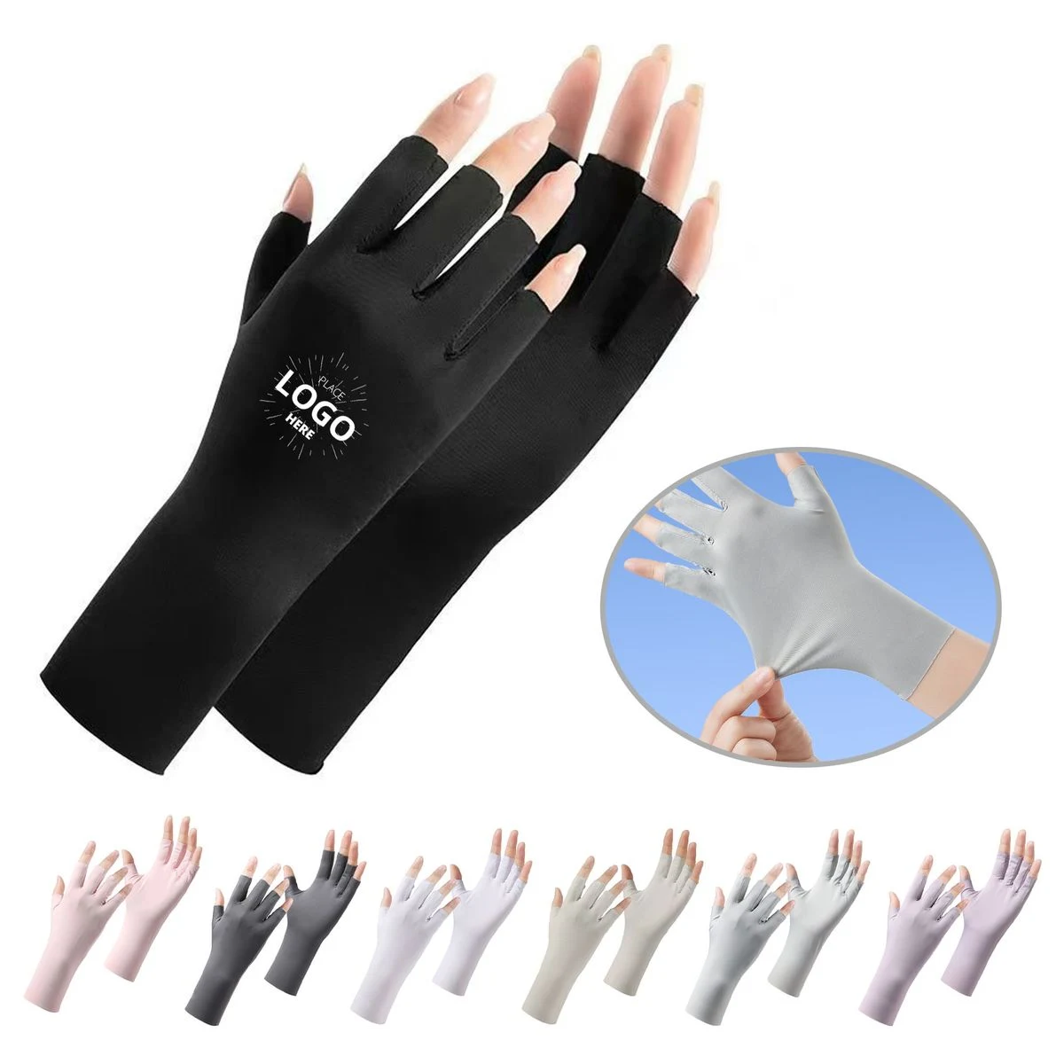 UV Protection Breathable Ice Silk Half-finger Gloves 1