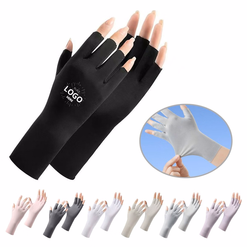 UV Protection Breathable Ice Silk Half-finger Gloves