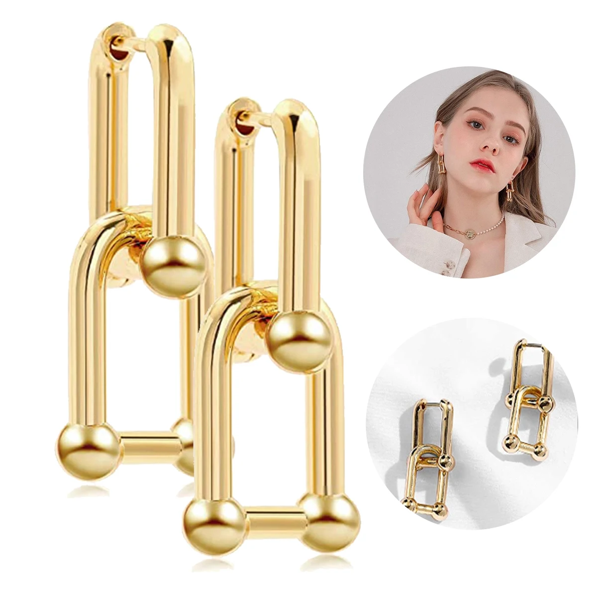 18K Gold U Shape Earring 1