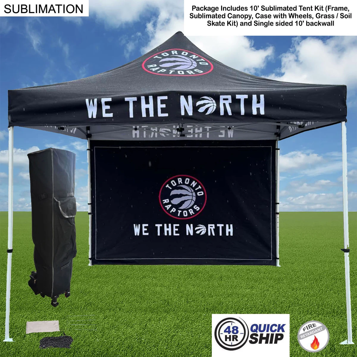 48Hr Quick Ship - Tent Backwall Package, 10' Sublimated Tent Kit and Full single sided backwall 1