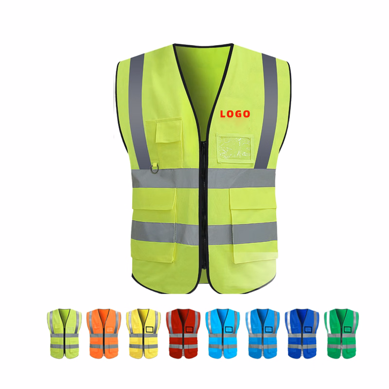Zipper Multi Pocket Reflective Safety Vest Workwear