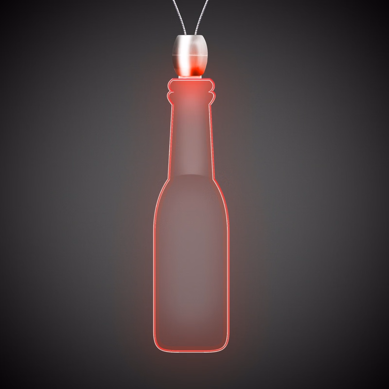 Round Bottle Red Light-Up Acrylic Pendant Necklace