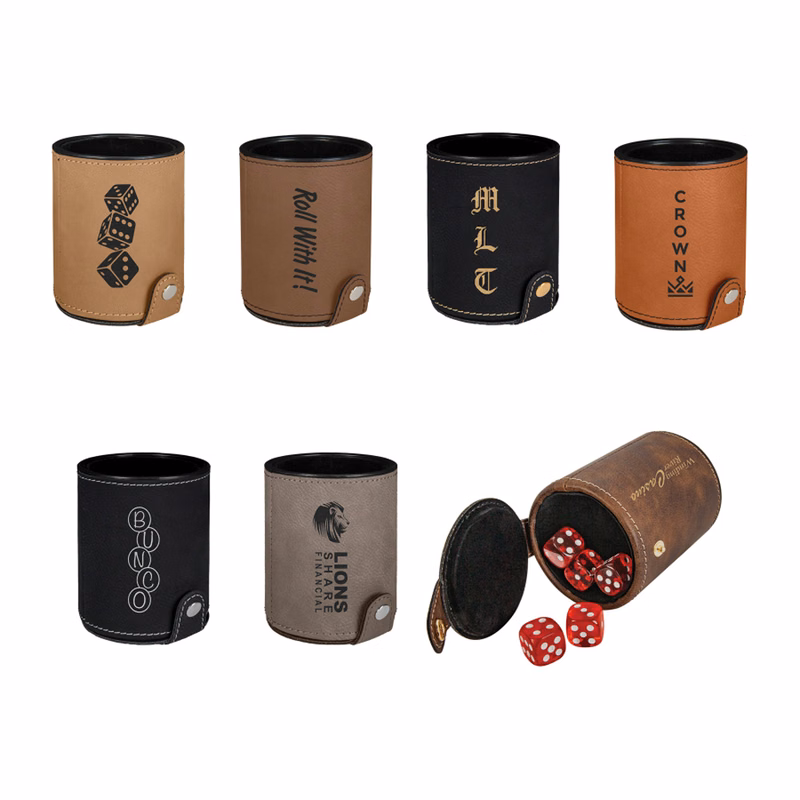 Leatherette Dice Cup with 5 Dice