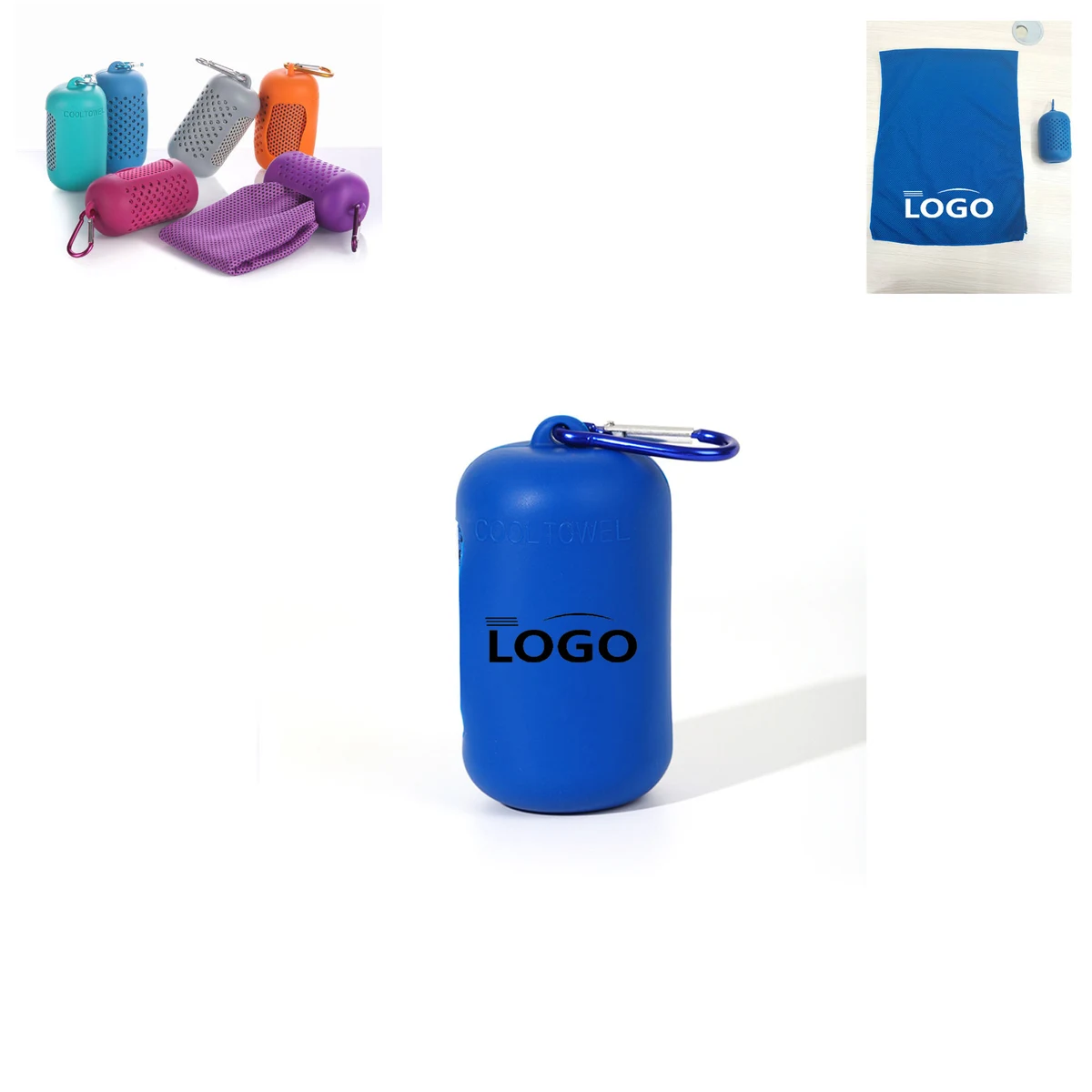 Polyester Cold Sports Quick Drying Towel With Keychain 1