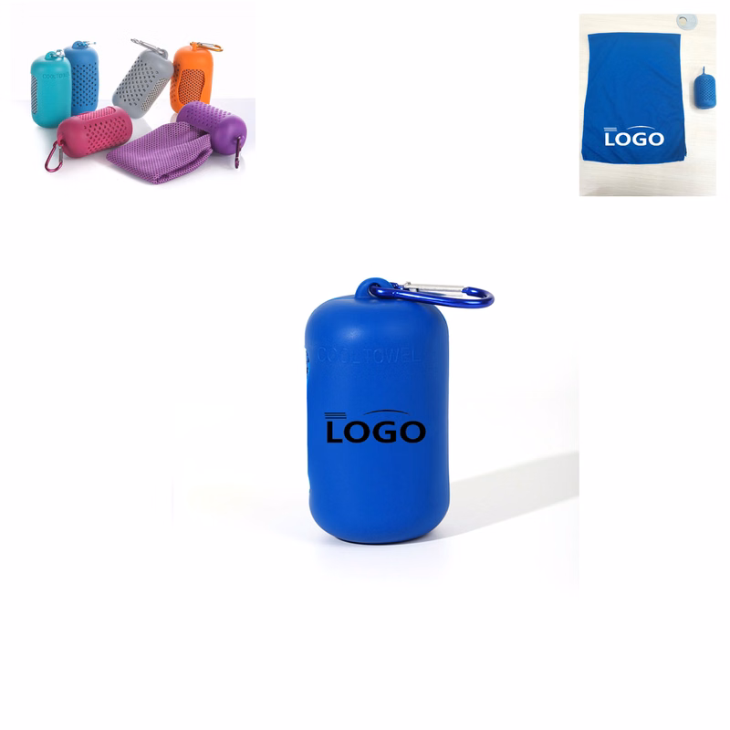 Polyester Cold Sports Quick Drying Towel With Keychain