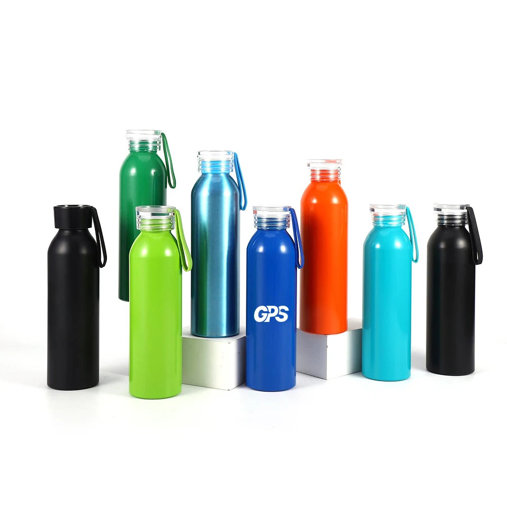 600ml Customized Aluminum Sport Water Bottle With Lid, custom water bottle with logo imprint 1