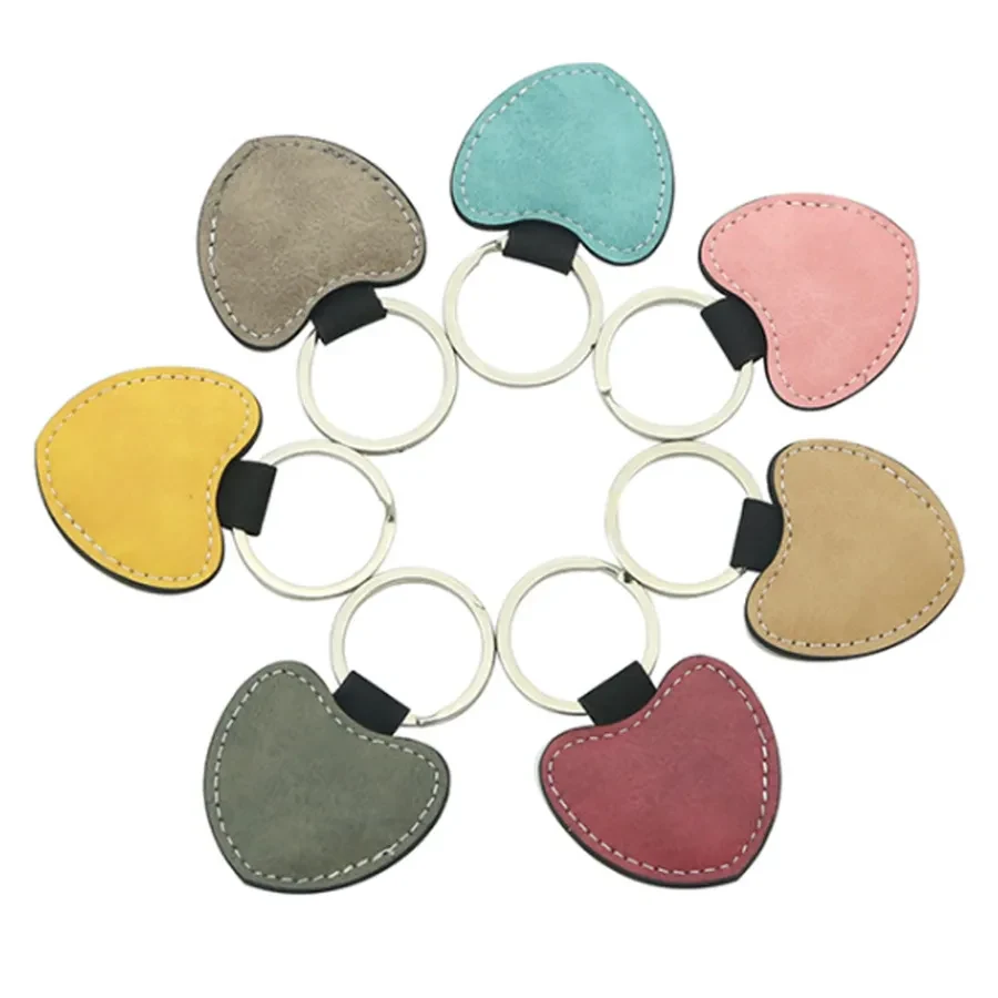 Full-Color Heart Leather Keychain 1
