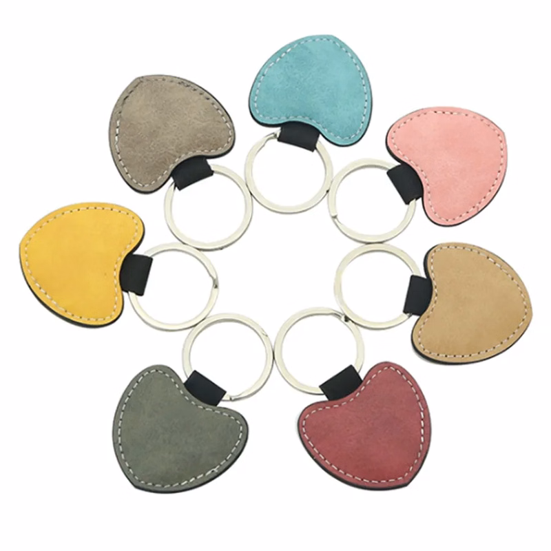 Full-Color Heart Leather Keychain