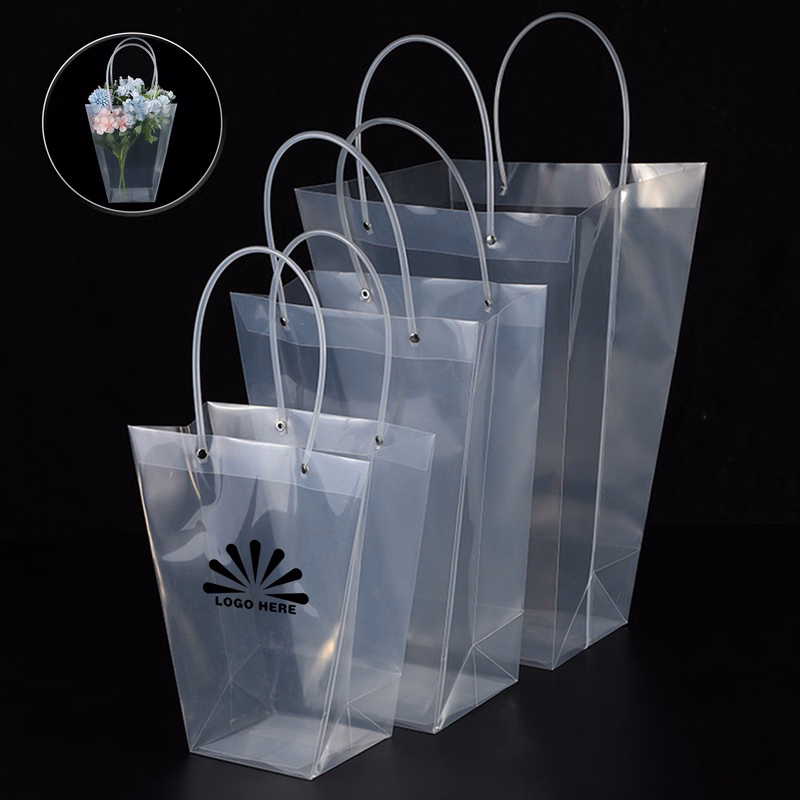 Clear Flower Bouquet Gift Bag With Long Handles
