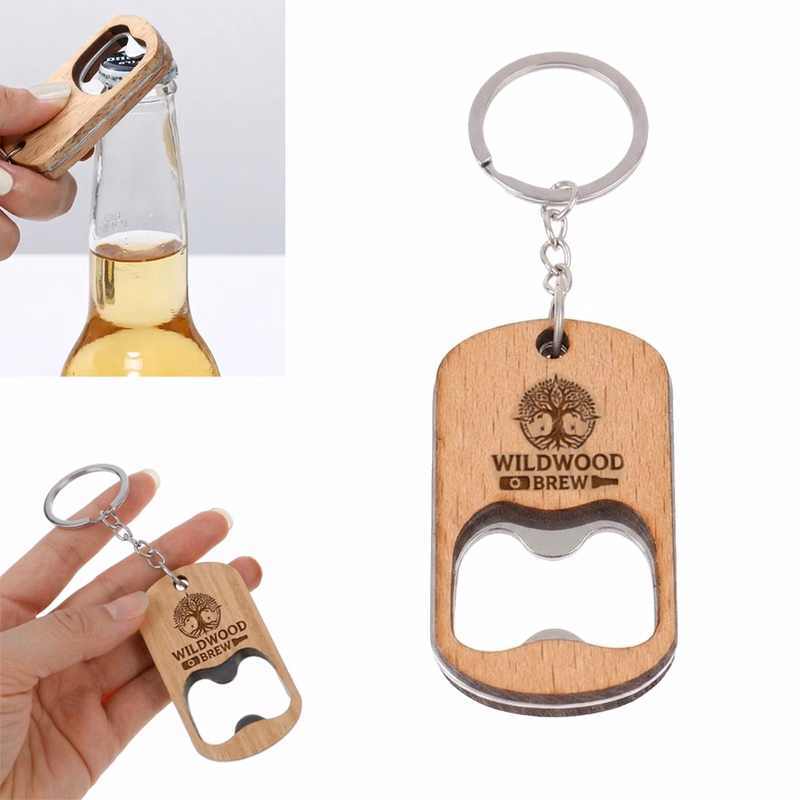 Wooden Bottle Opener Keychain