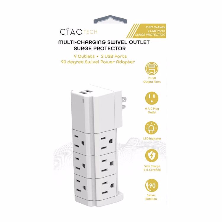 Wall Outlet Extenders - 9x A/C 2x USB