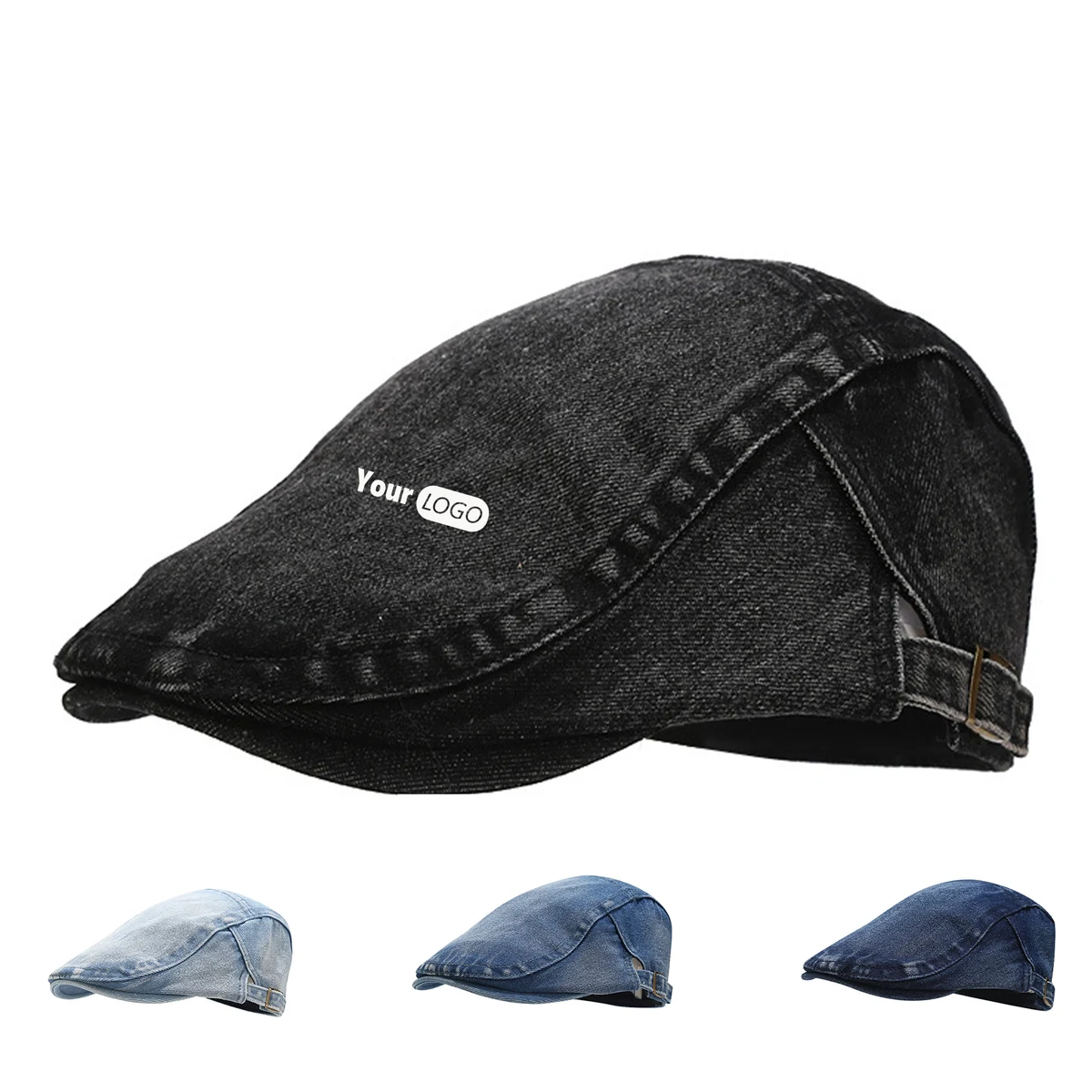Cotton Simple Denim Duck Tongue Bud Hat 1