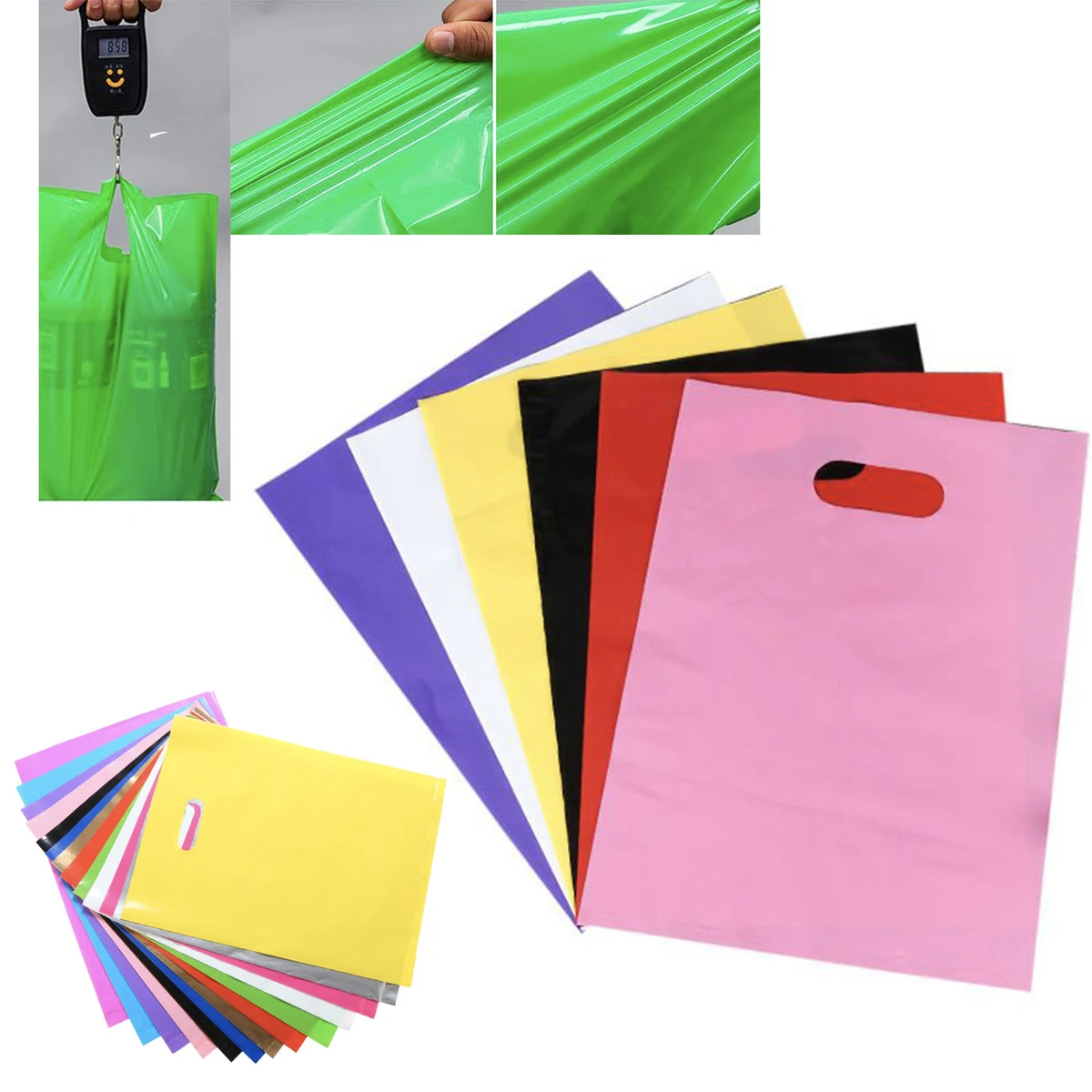 Merchandise Retail Glossy Shopping Bags With Die Cut Fold Over Handle 1