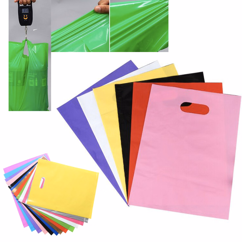 Merchandise Retail Glossy Shopping Bags With Die Cut Fold Over Handle