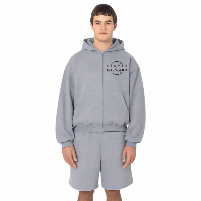 Tri-Blend Fleece Double Pull Unisex Zip Hoodie