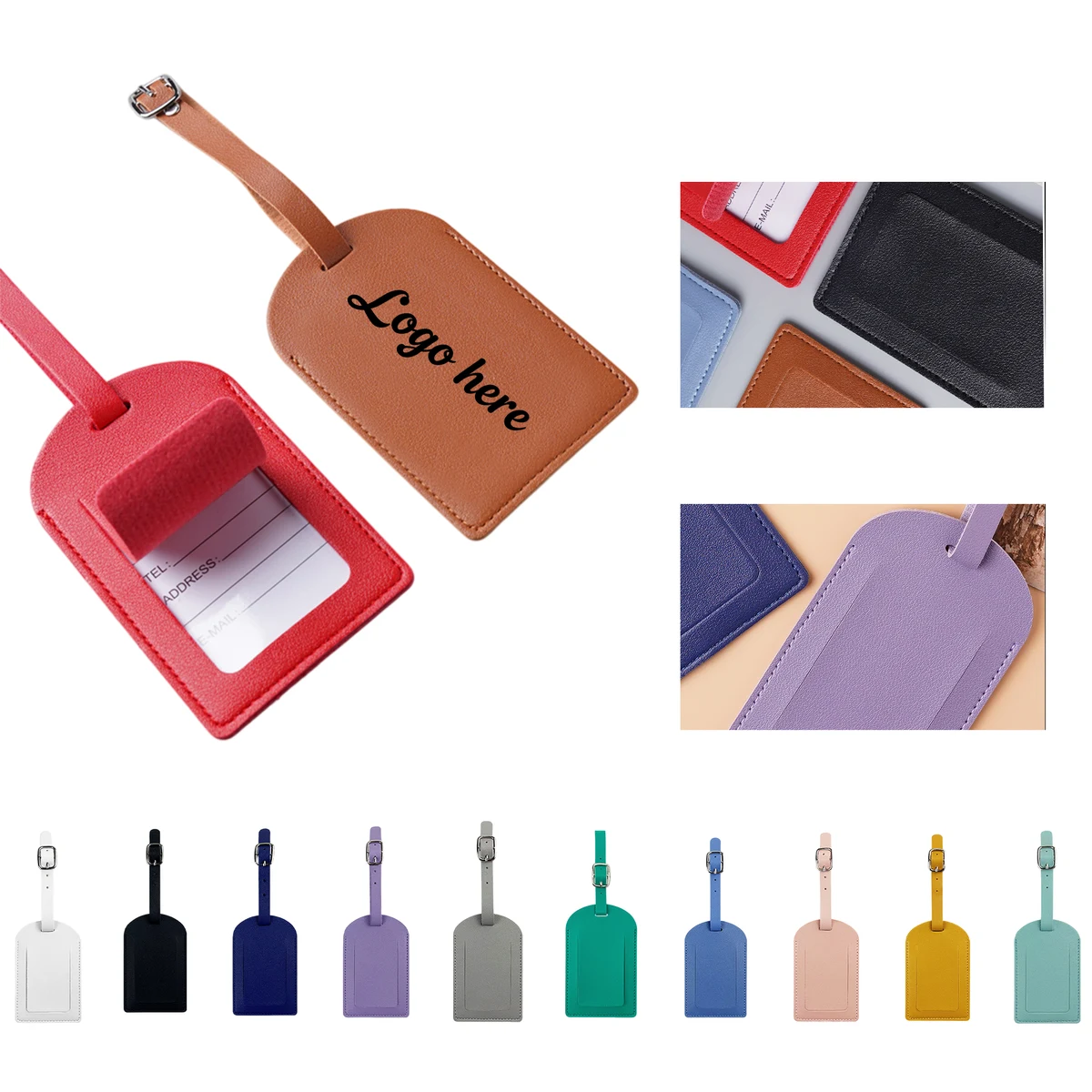 PU Leather Luggage Tag with Writeable Address Card 1
