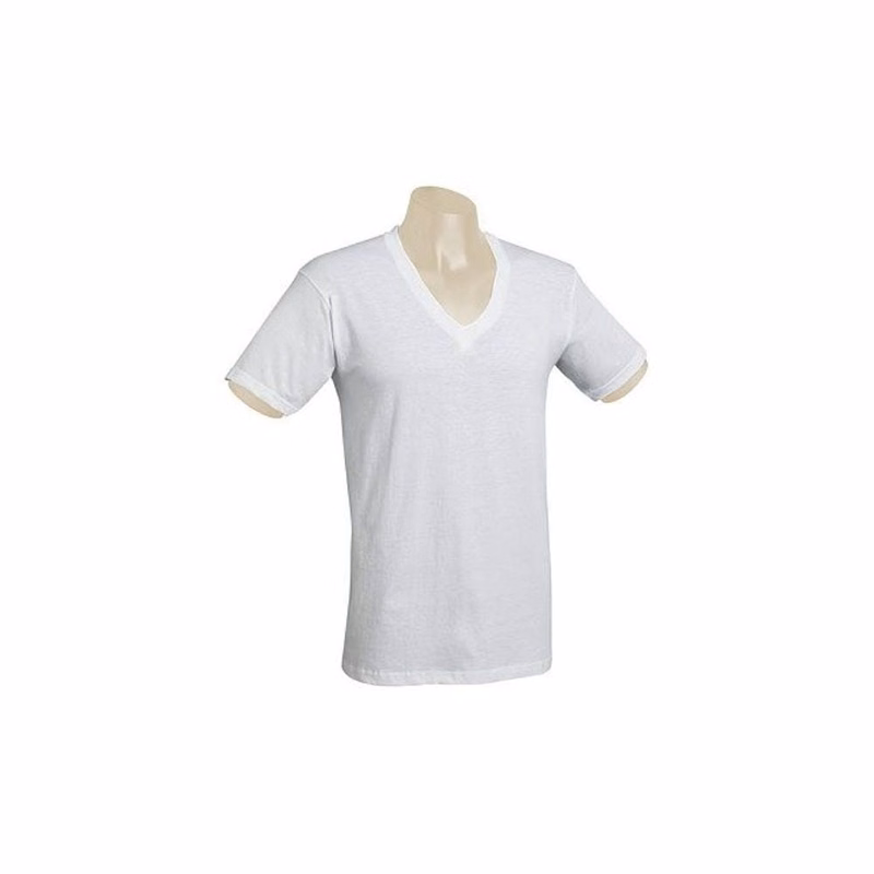 Short Sleeve V-Neck T-Shirts White 2X