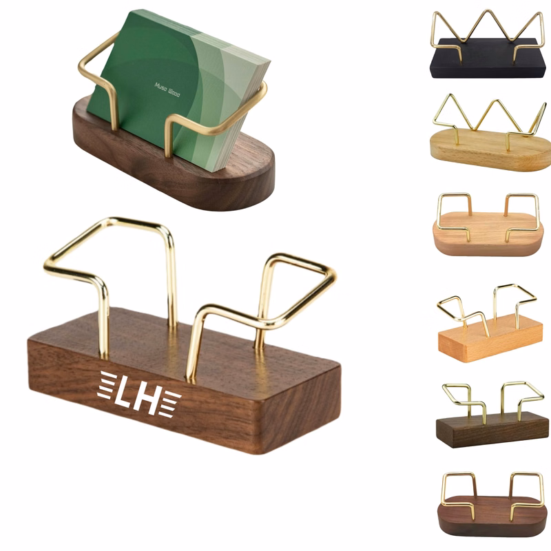 Wooden Business Card Holder for Desk