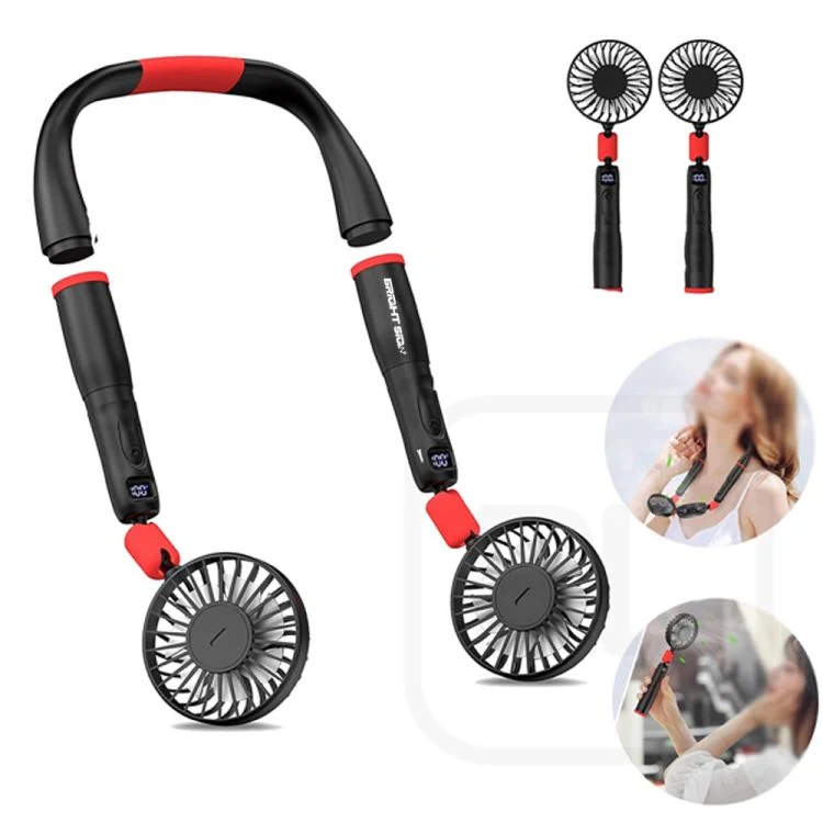 2-in-1 USB Neck & Handheld Turbo Fan with LCD 1