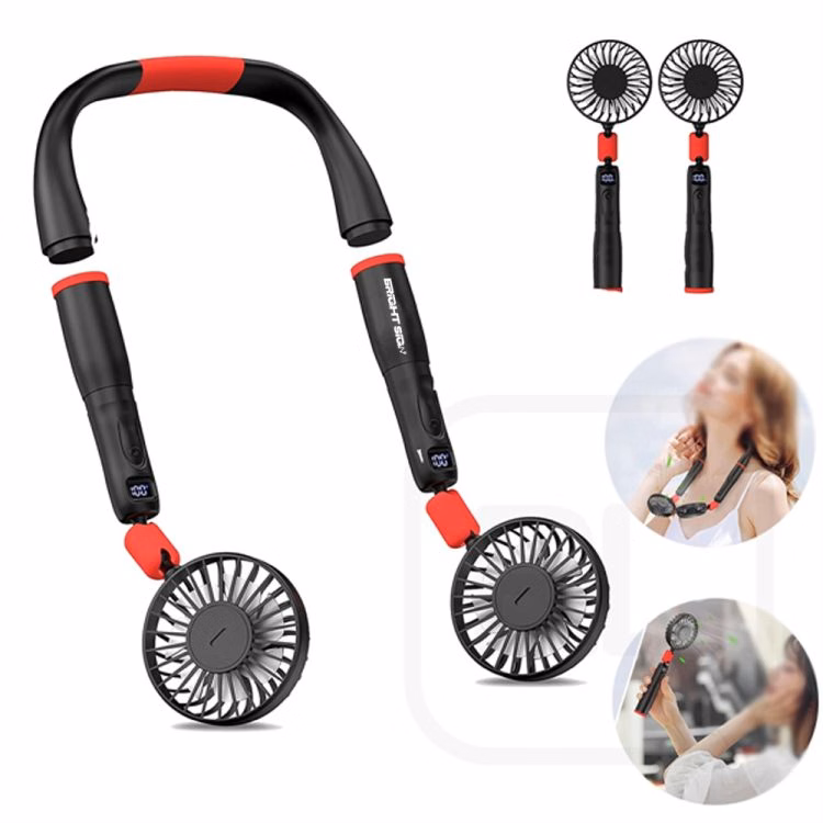 2-in-1 USB Neck & Handheld Turbo Fan with LCD