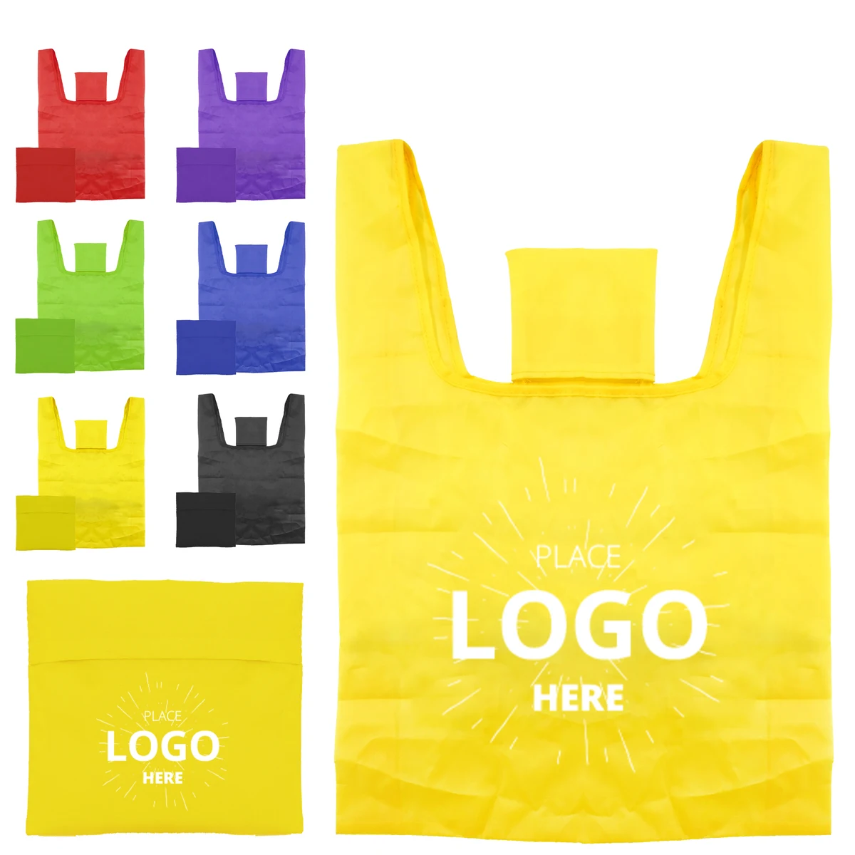 Full color Foldable Shopping Tote Bag With Small Pocket, custom tote bag with logo imprint 1