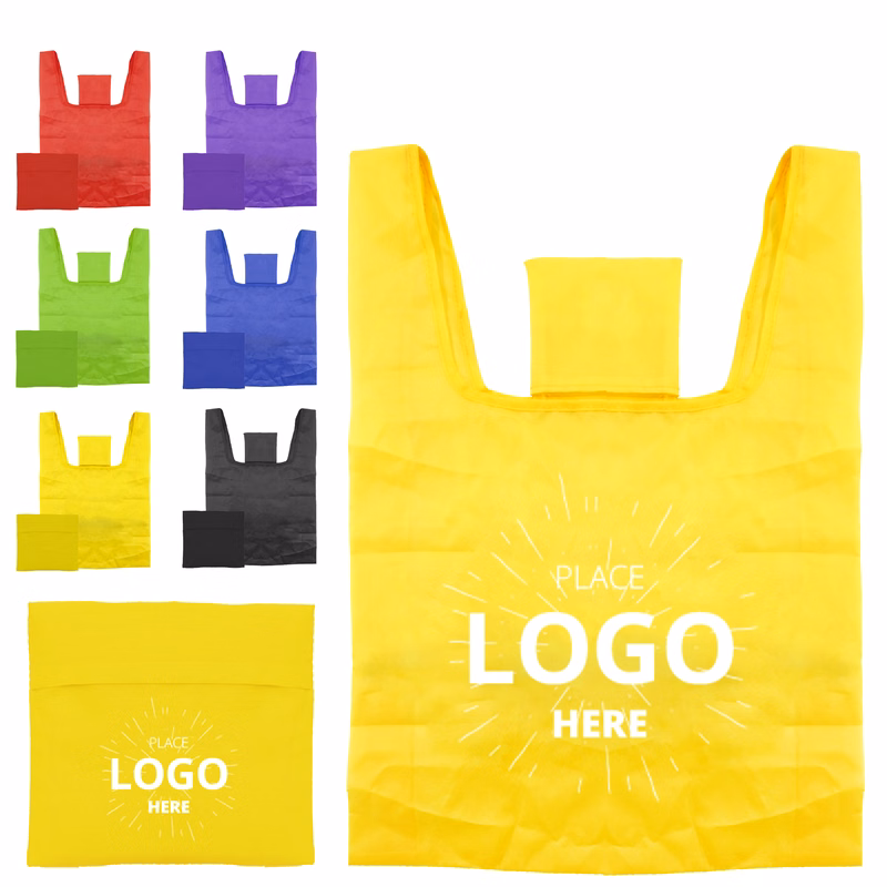 Full color Foldable Shopping Tote Bag With Small Pocket