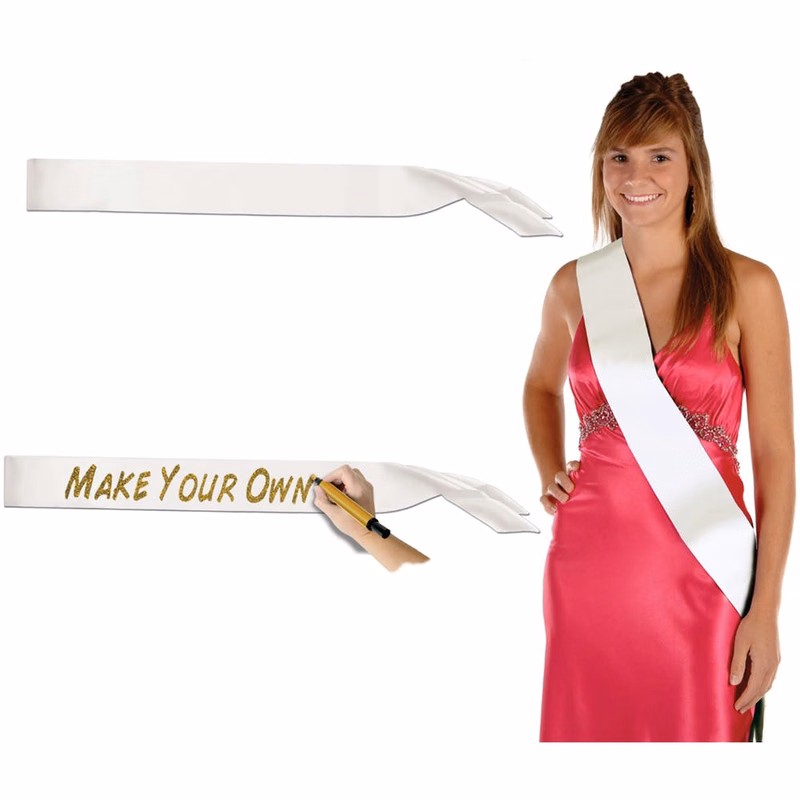 Satin Sashes - White 33" x 4"