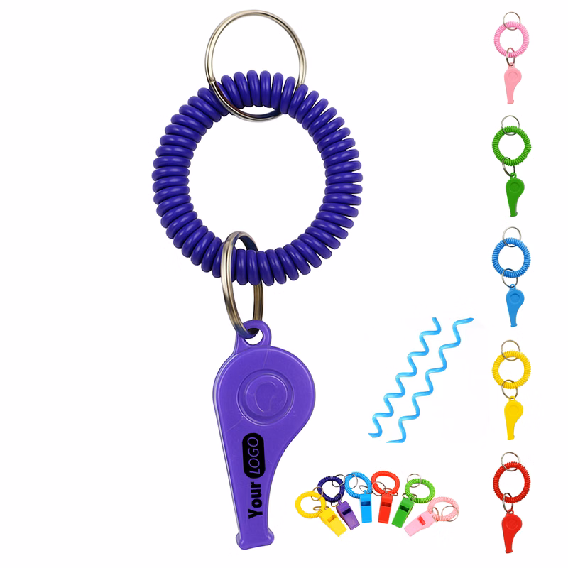 Coiled Wrist Whistle Keychain