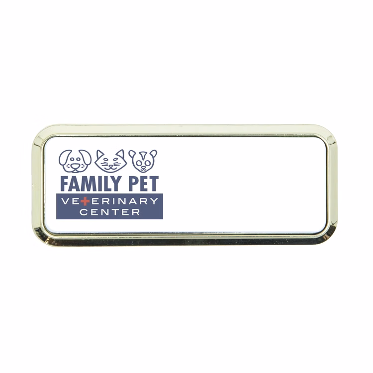 Plastic Framed Badge Rounded Corners - No Personalization 1"X3" (Screened)