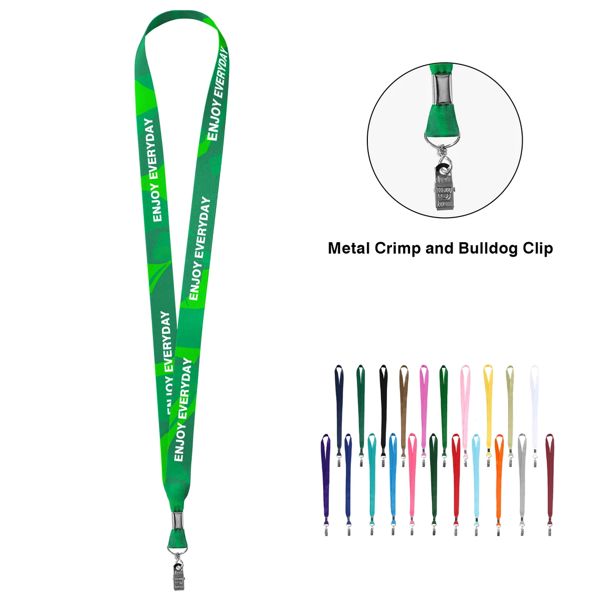 3/4" Full Color Dye Sublimated Lanyard W/ Metal Crimp And Bulldog Clip 1