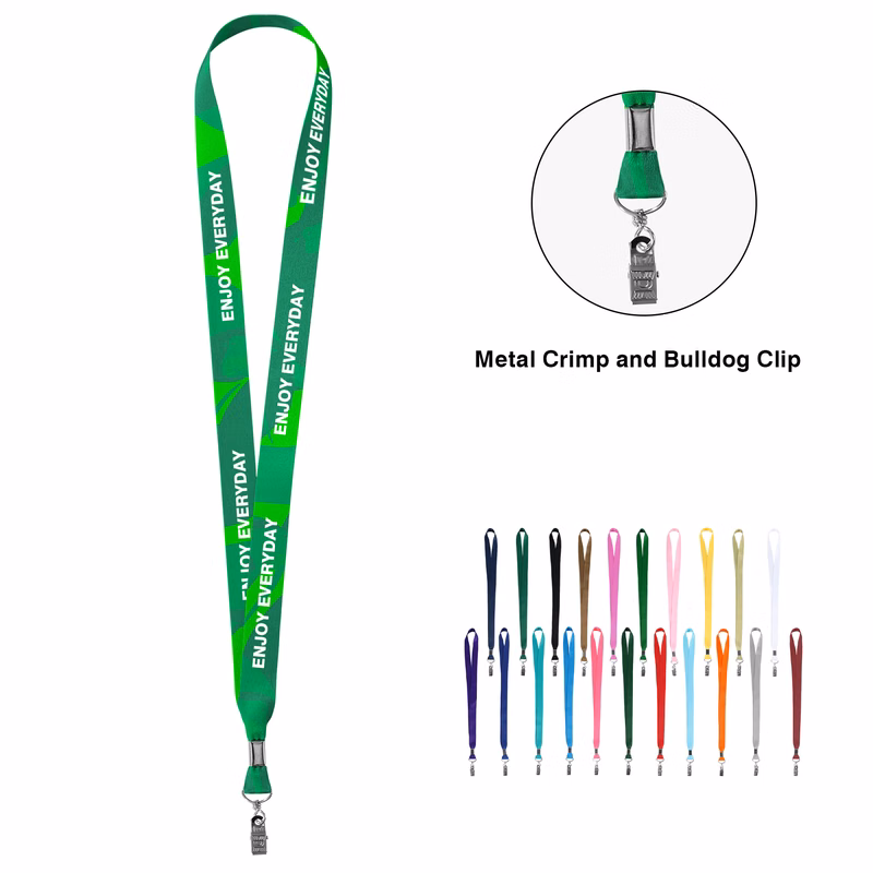 3/4" Full Color Dye Sublimated Lanyard W/ Metal Crimp And Bulldog Clip
