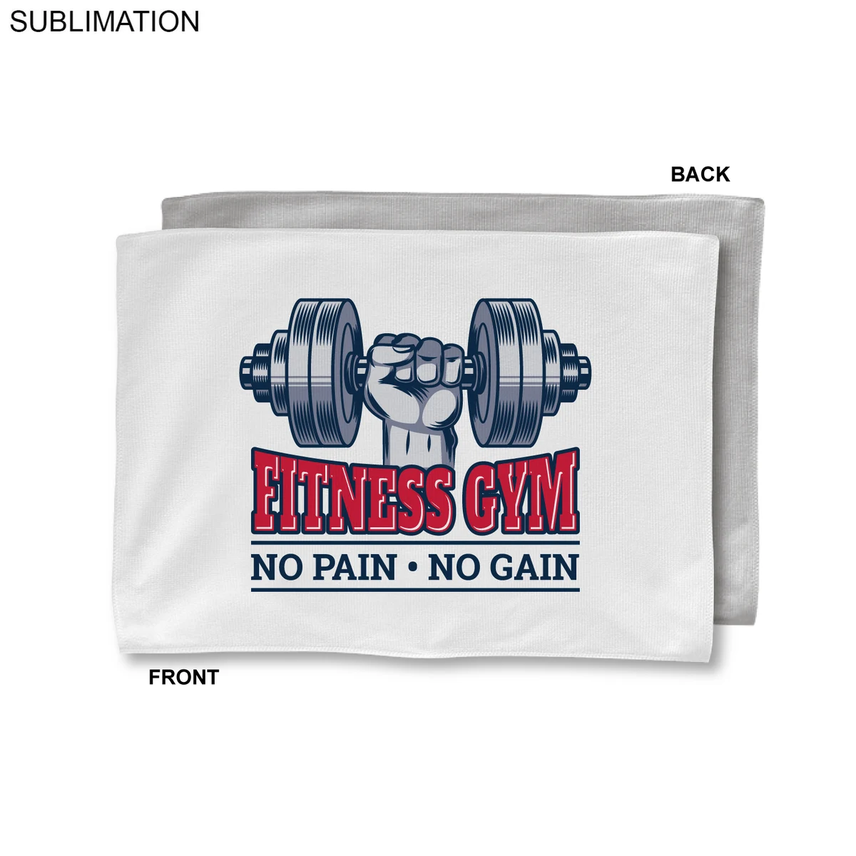 Gym, Workout, Fitness Towel in White Microfiber Dri-lite Terry, 12x18, Sublimated one or full Color 1