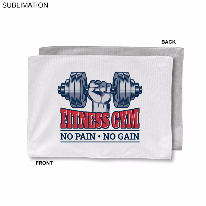 Gym, Workout, Fitness Towel in White Microfiber Dri-lite Terry, 12x18, Sublimated one or full Color