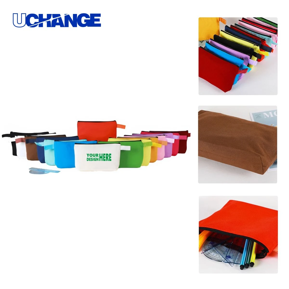 Canvas Zipper Pouch for Makeup or Stationery 1