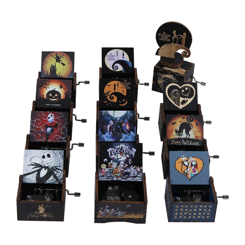 Wooden Hand-cranked Halloween Music Box 1