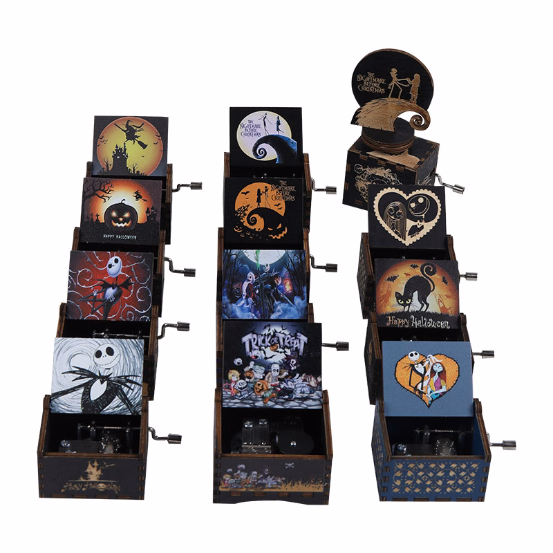Wooden Hand-cranked Halloween Music Box